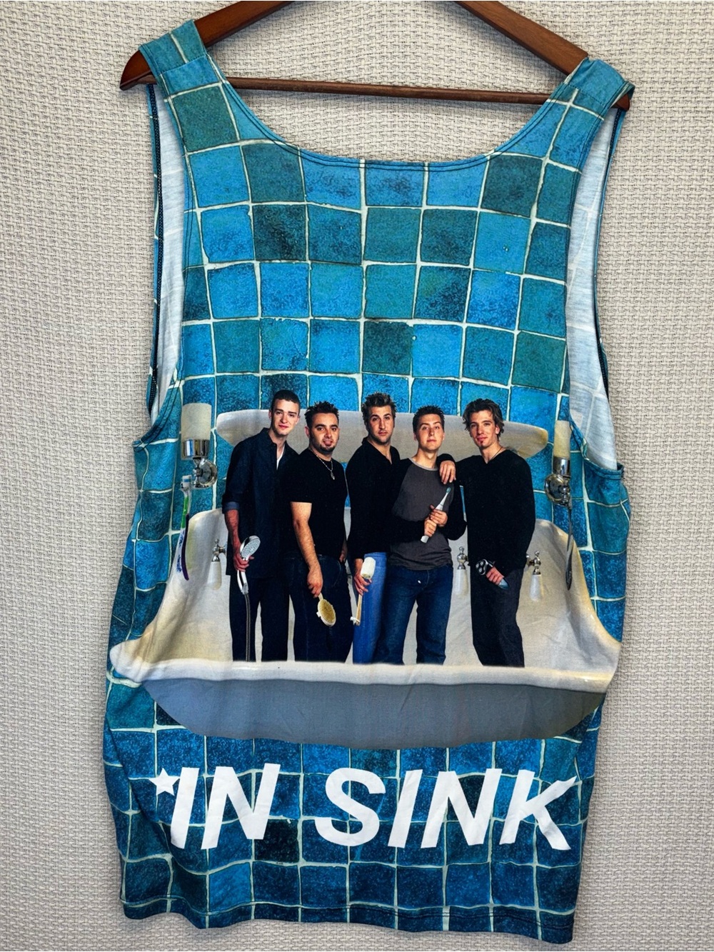 NSYNC Funny Men’s Tank Top By Rage On Size Large IN SINK Humorous Shirt Y2K - Picture 6 of 8